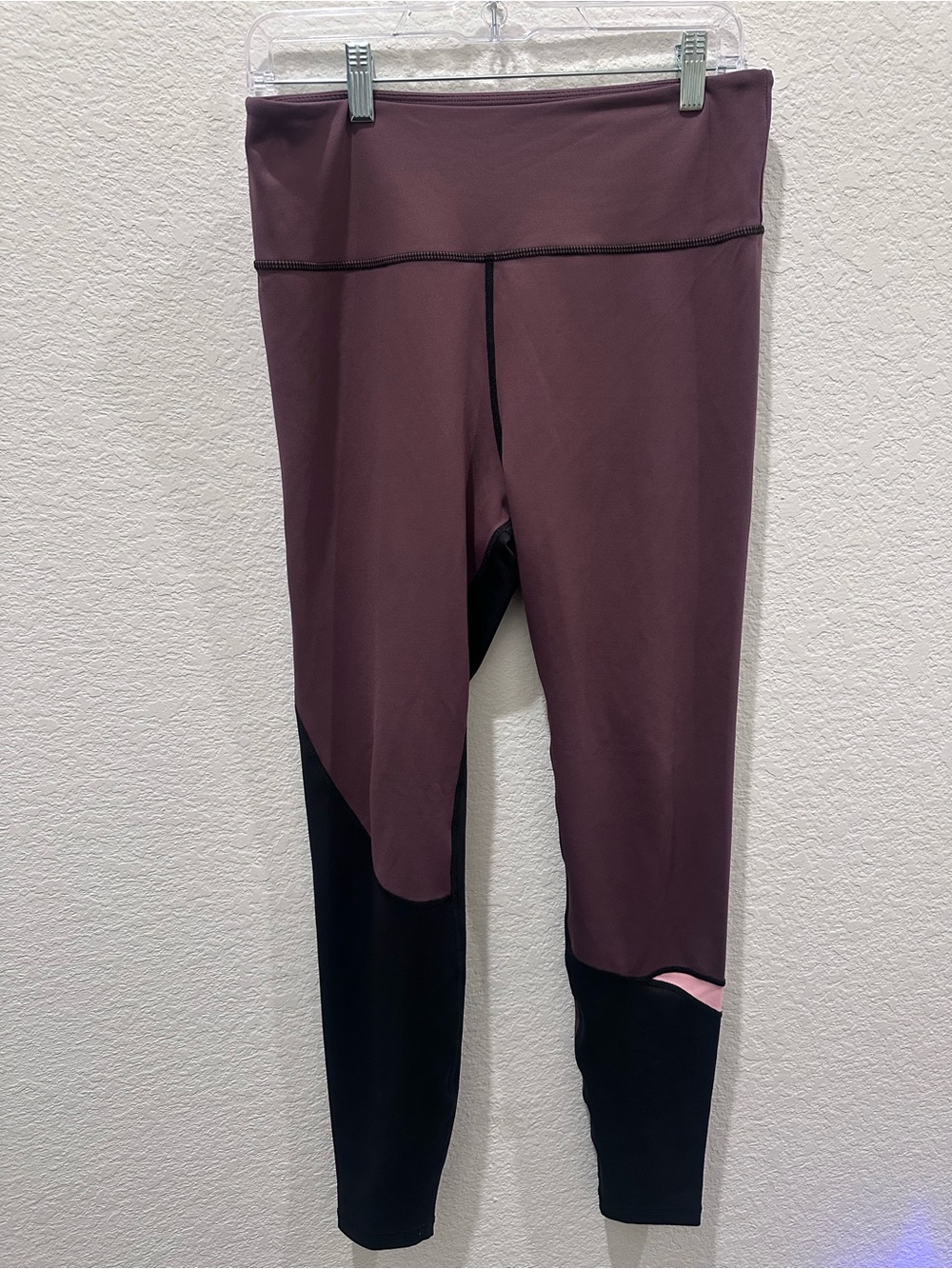 Zyia Active Women Plum Black Colorblock High Waisted Leggings Size 12